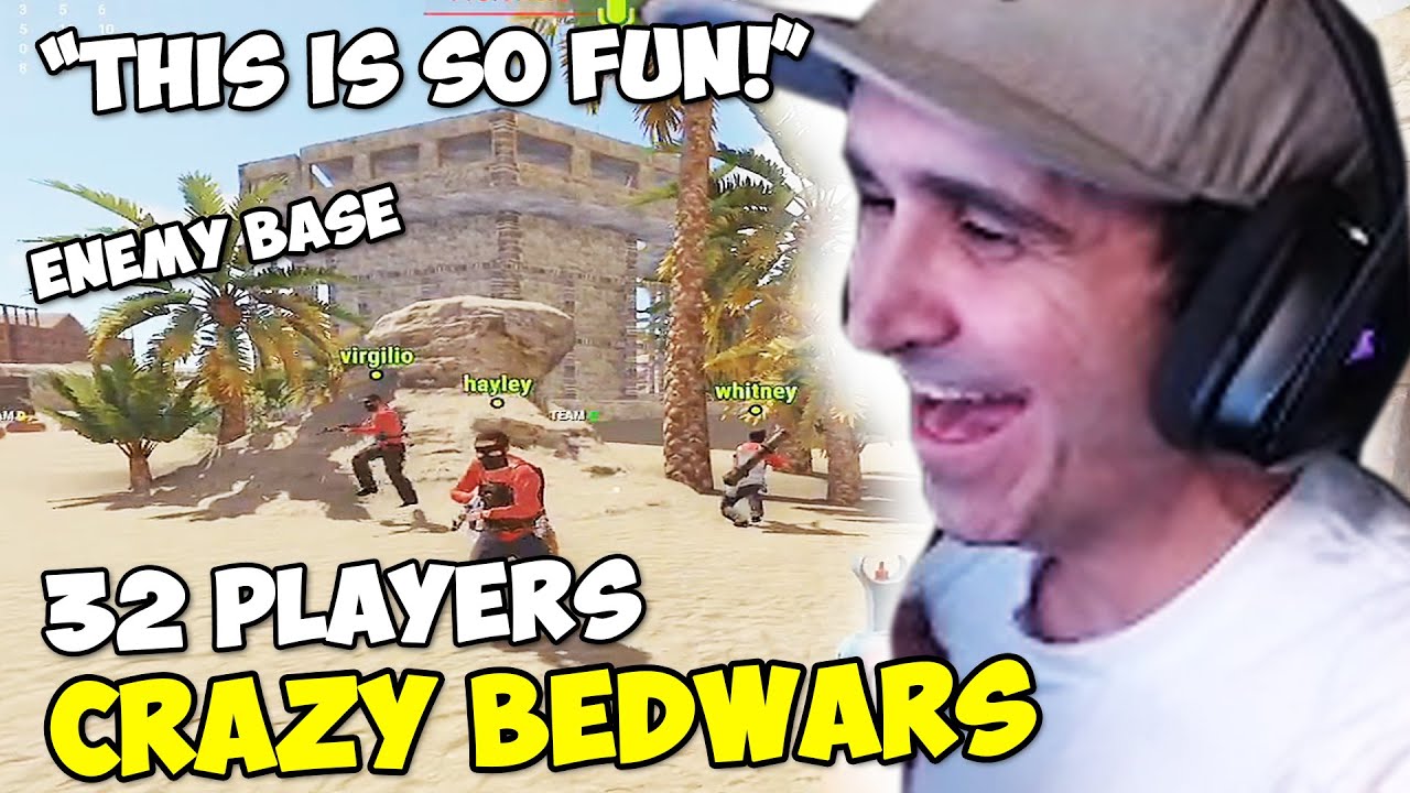 Summit1g crazy first big game of Bedwars with 32 players in Rust and absolutely loves it