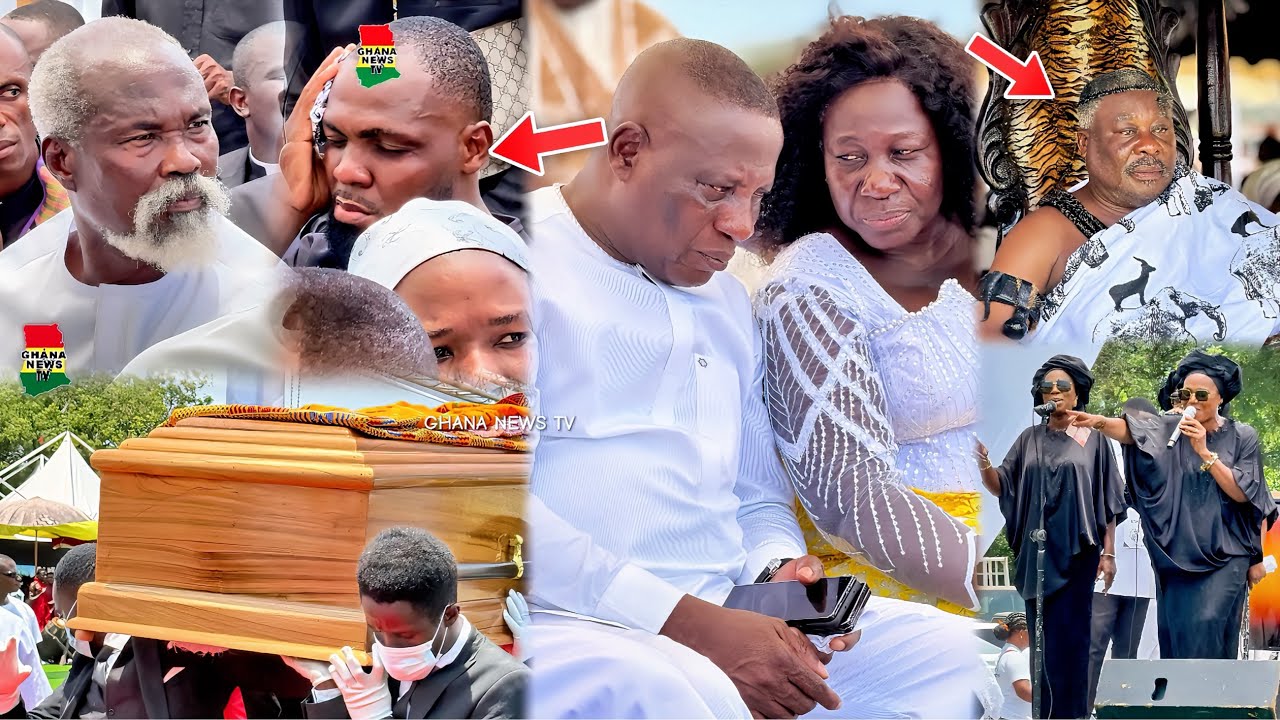Sofo Adom Kyei Dua & Rev Obofour sit on the same stage at IGP Christian Yohuno’s Mom’s funeral