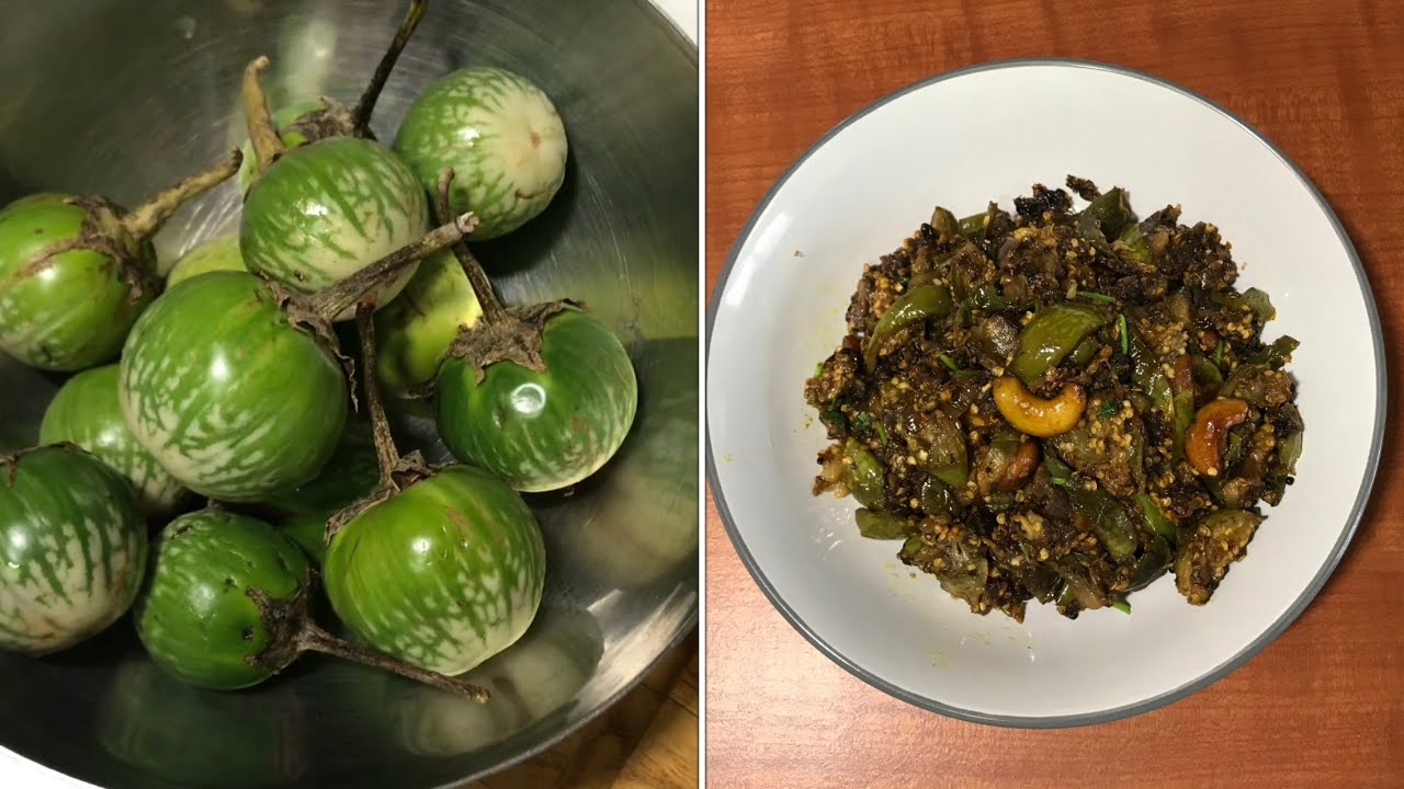 Green Eggplant Fry| Thai eggplant fry | Green Brinjal Fry Andhrastyle