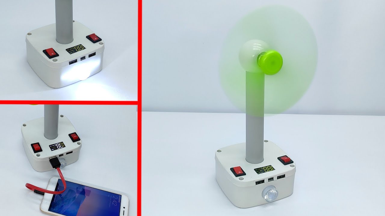 How To Make Rechargeable Table Fan | Emergency Light | Powerbank