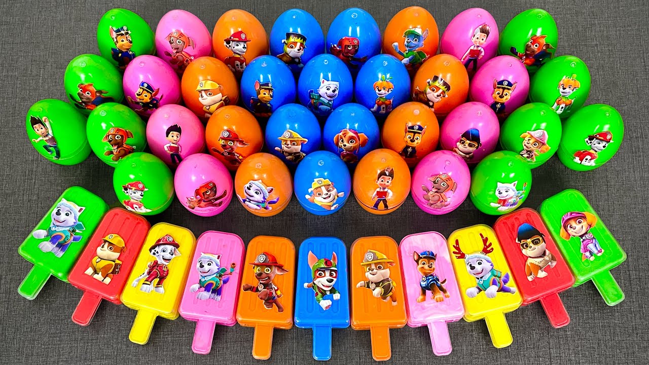 Looking For Slime ASMR Paw Patrol Ice Cream & Eggs 🐾 Chase, Marshall, Skye Clay Slime Satisfying
