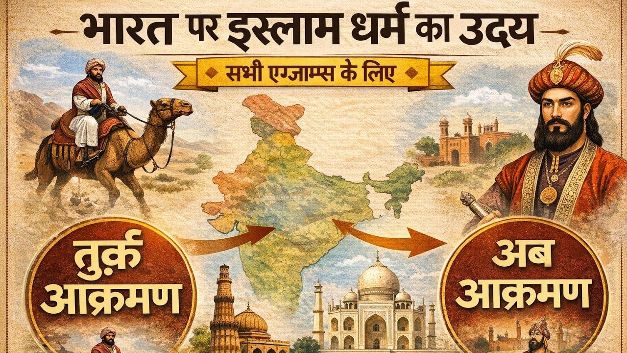  मध्यकालीन भारत की शुरुआत | Islam Dharm, Arab & Turk Aakraman | Complete Concept + PYQ  All exam 