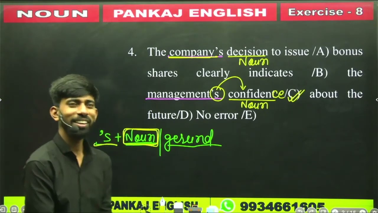 Noun Practice: Basic to Advance| Exercise - 8| Pankaj Sir| CGL, Bank PO, | Previous Year Questions|