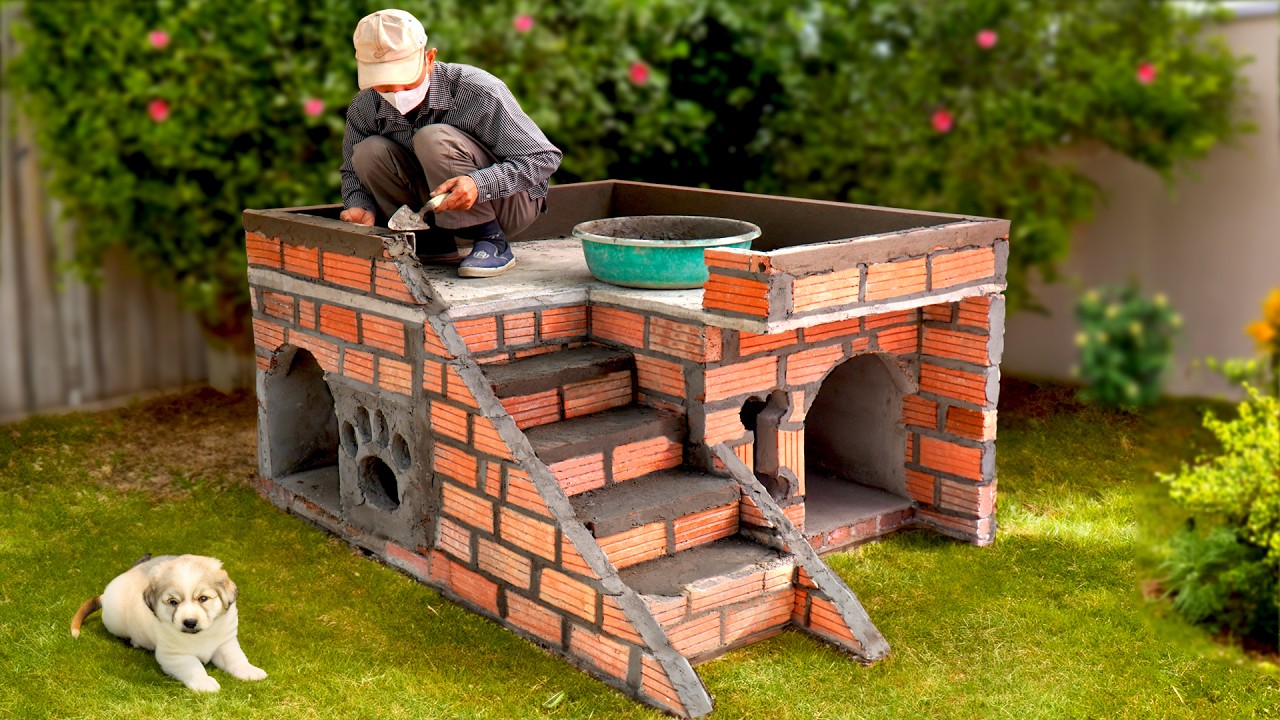 Lovely and cozy dog house from cement
