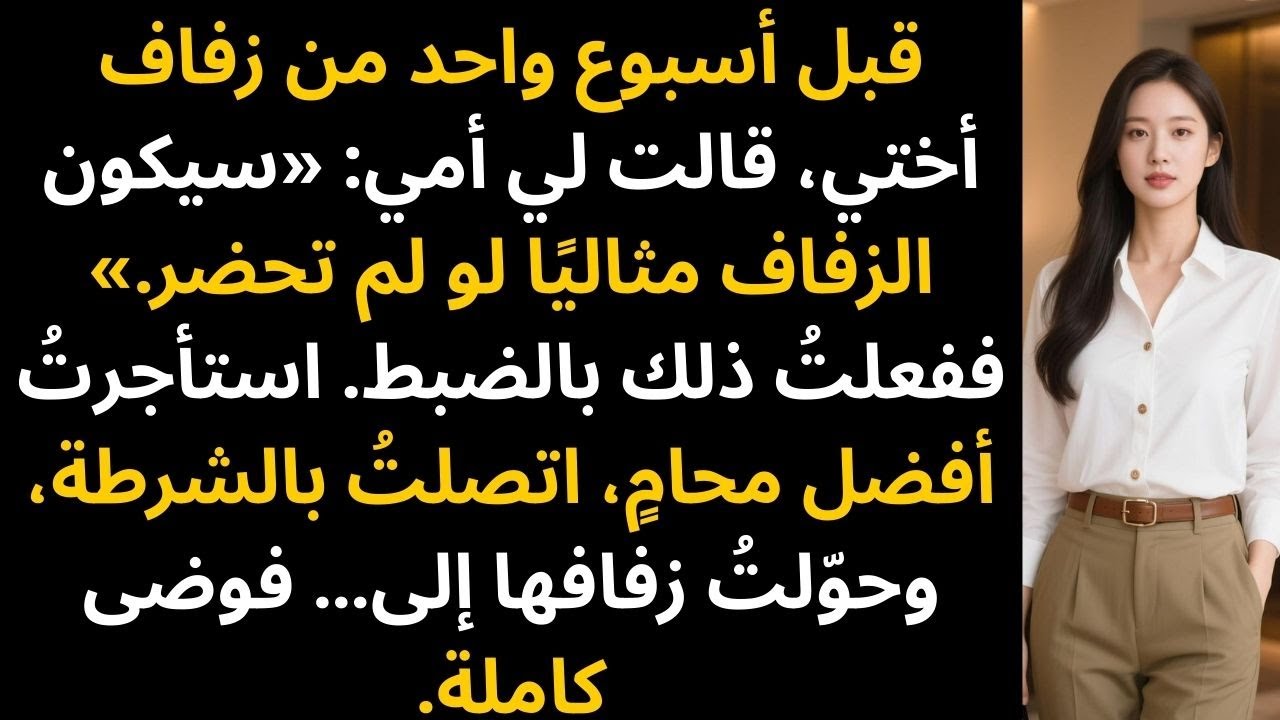 قالت لي أمي: «سيكون زفاف أختك مثاليًا لو لم تحضر.» فقلتُ…