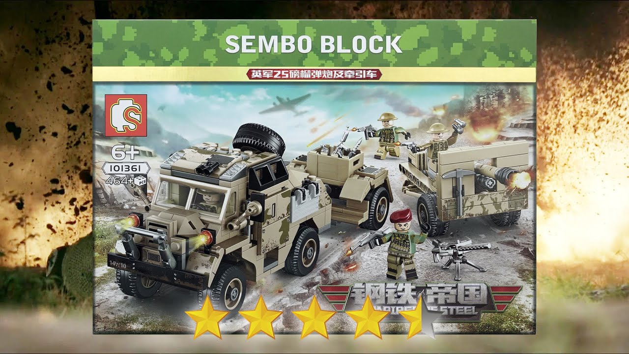 Lego Military: British 25-Pounder Howitzer & tractor Brick set Unbox & Build | Unofficial Lego
