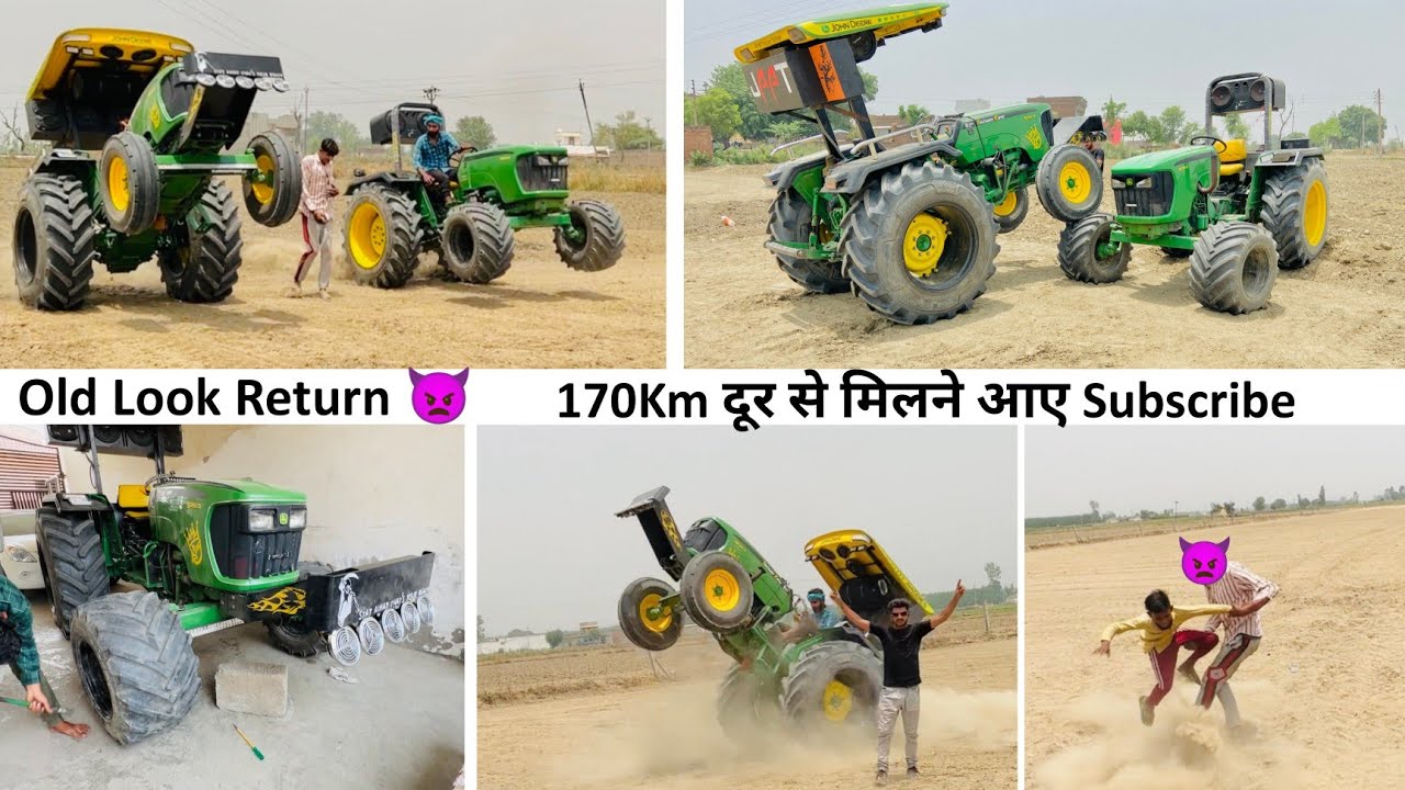 😂आज तो मजा आ गया New stunt JohnDeere 5050D, tractor Race, full mast 😜