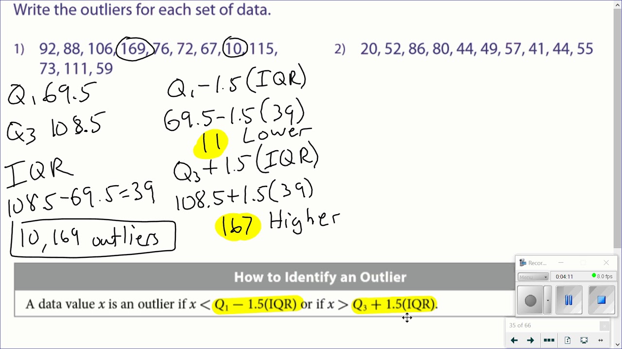 Finding outliers in a data set