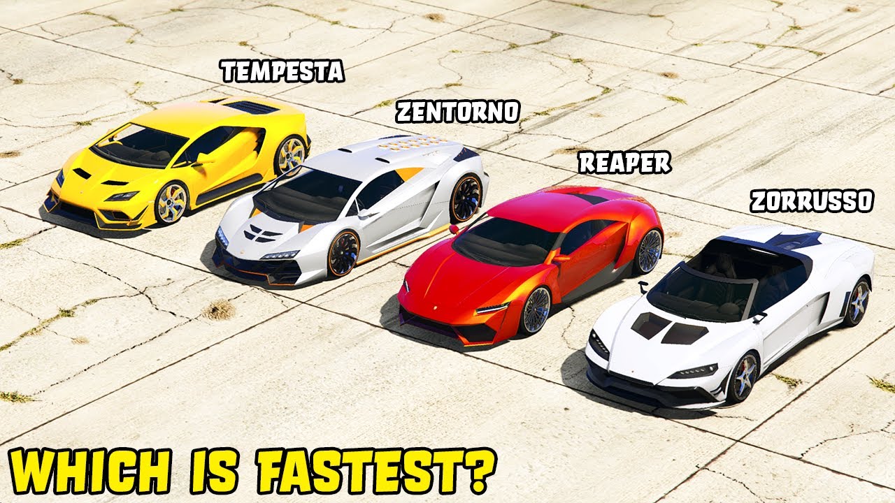 GTA 5 - PEGASSI ZORRUSSO vs TEMPESTA vs ZENTORNO  vs REAPER - Which is Fastest?