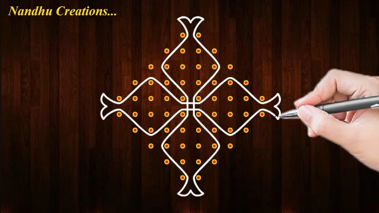 Simple and Easy Rangoli designs, Sikku kolam, Melikala muggulu with dots #kolam #muggulu #rangoli