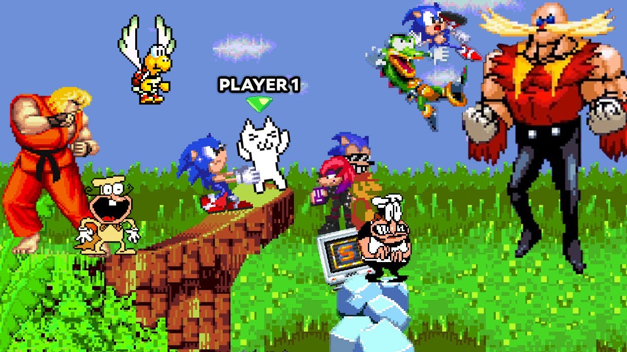 Agregué Personajes de otros Universos a este Juego de Sonic (Super Eggman, Pizza Tower, Cat Mario)