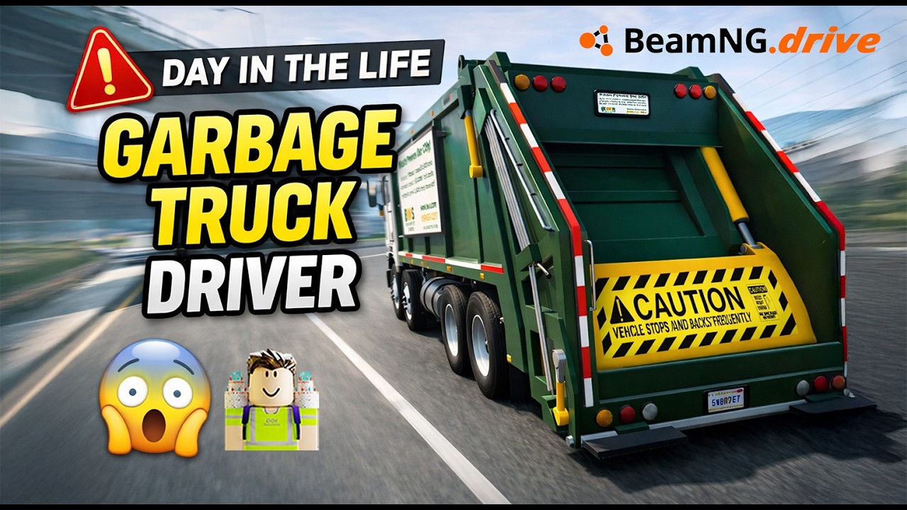 Один день из жизни водителя мусоровоза в BeamNG! с озвучкой #beamngdrive #garbagetruck #mods
