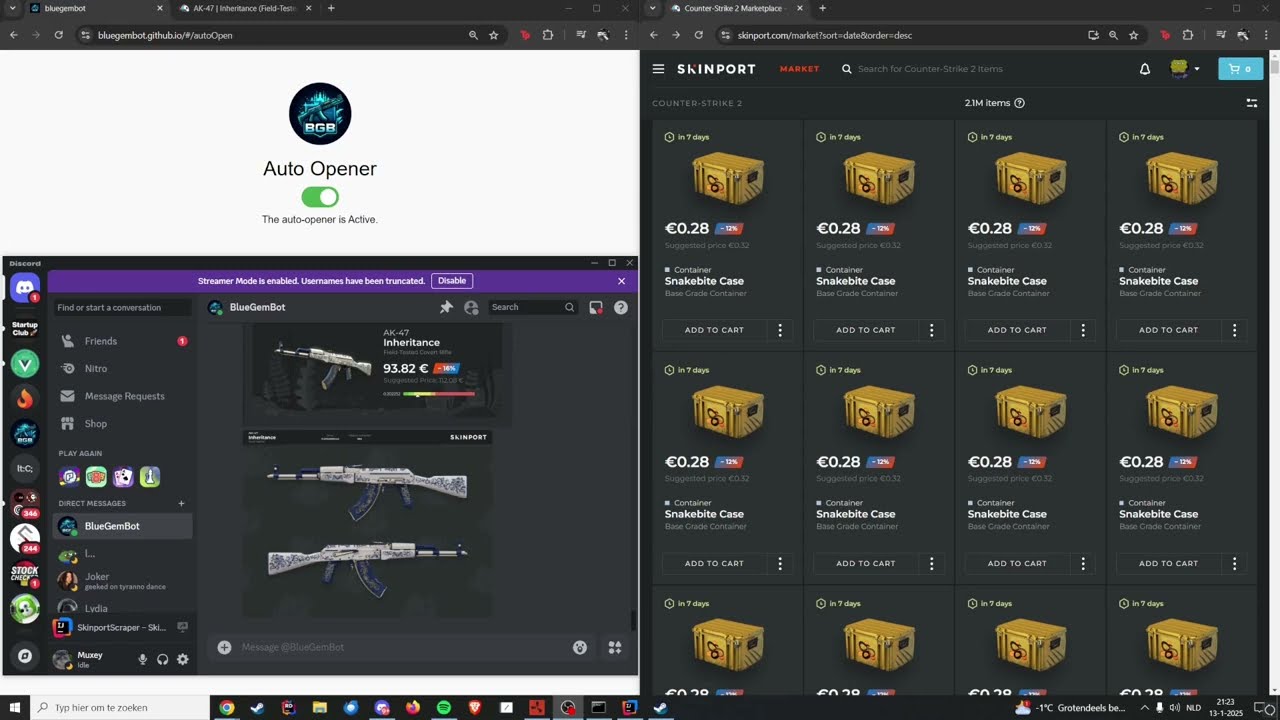 Snipe CS2 Skinport deals INSTANTLY with the BlueGemBot auto opener
