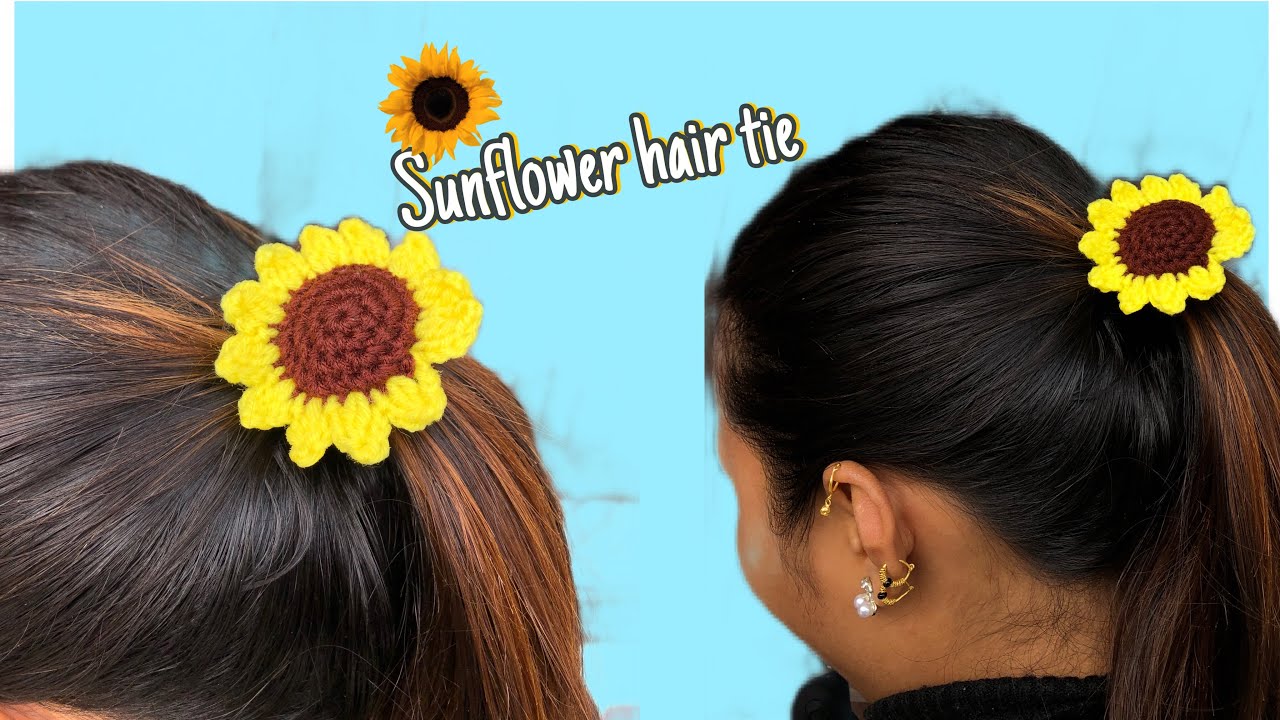Crochet sunflower hair tie tutorial 🌻/ sunflower pattern/ you make easily 🌻 
