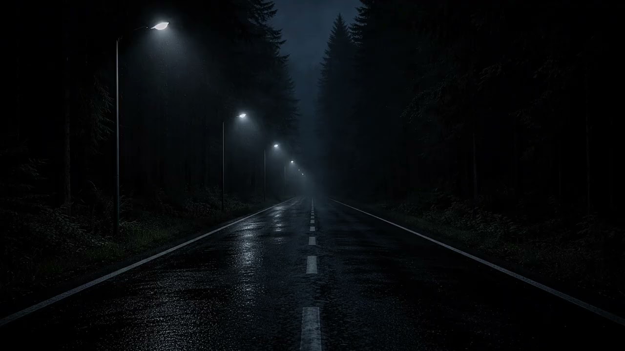 Dark Road Rain Therapy ⛈️ Thunder & Soothing Night Rain