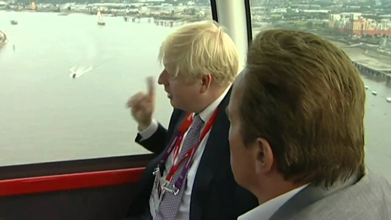 Boris Johnson and Arnold Schwarzenegger take a tour on London's cable car