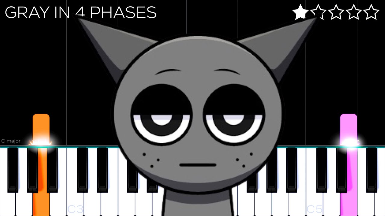 Gray in 4 Phases (INCREDIBOX SPRUNKI) | EASY Piano Tutorial