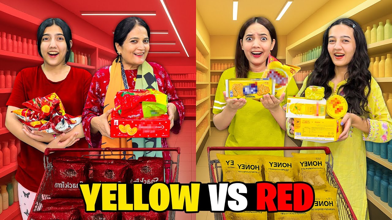  Red vs Yellow Shopping Challenge 😍| Zainab Ney Kia Extreme Dare 🤣|Ghr mein Pani Agya😱|Sistrology 