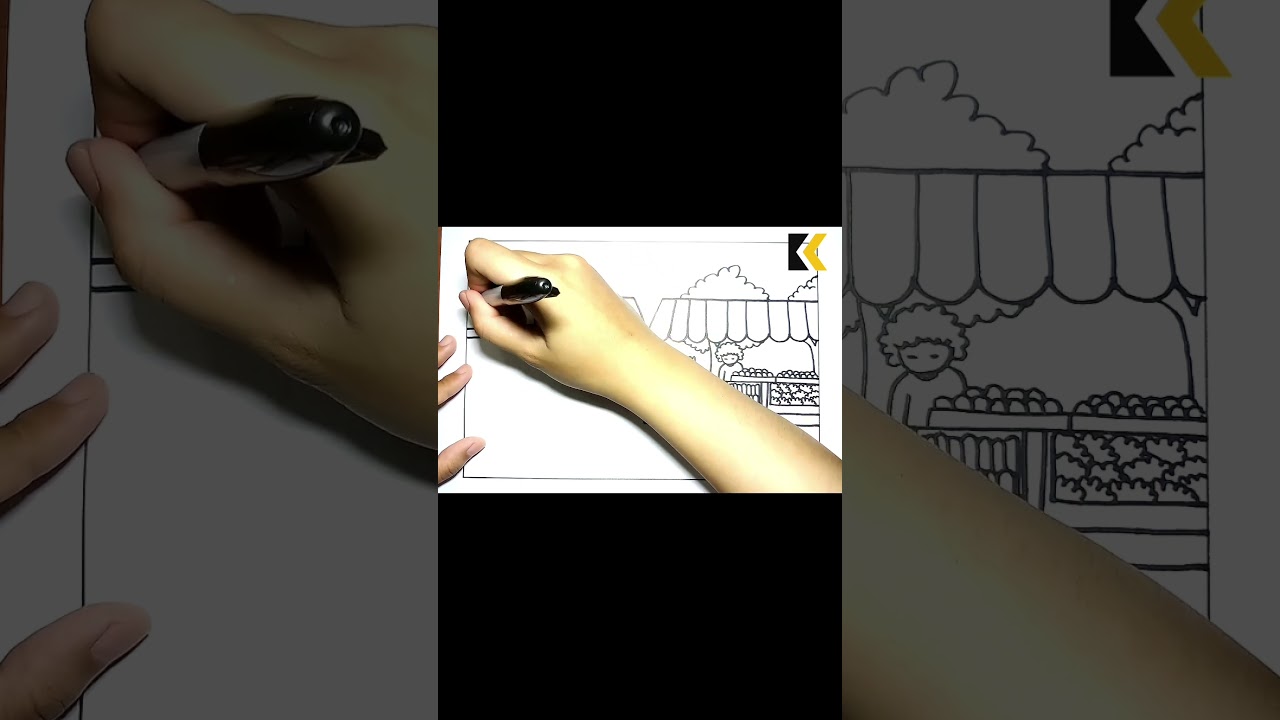 How To Draw Market Easily #market #scenery #scenerydrawing  #drawingtutorial #drawing