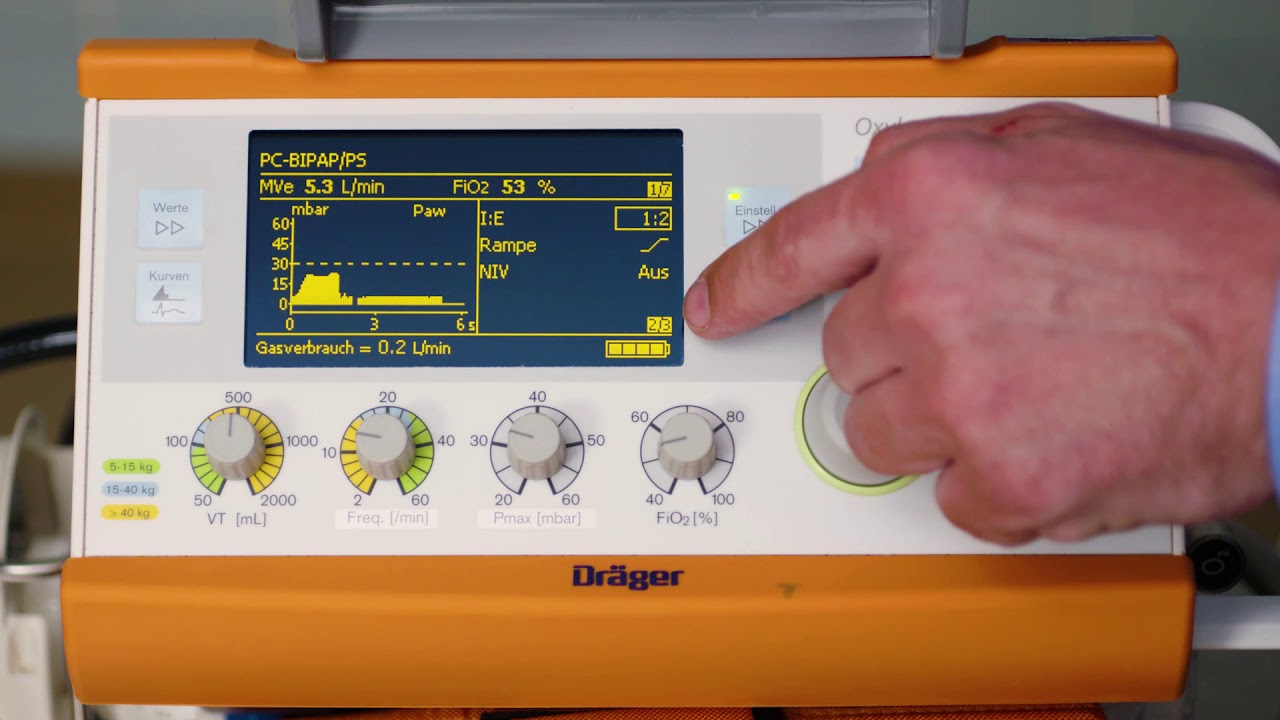 Einstellen der Beatmung beim Dräger Oxylog 3000 plus