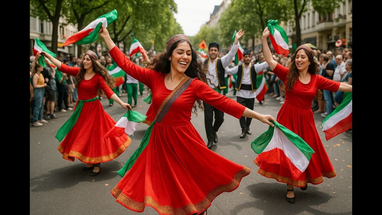 رقص ایرانیان در خیابان های برلین، پایتخت آلمان،رقص آذری ، کردی، تهرانی، رشتی