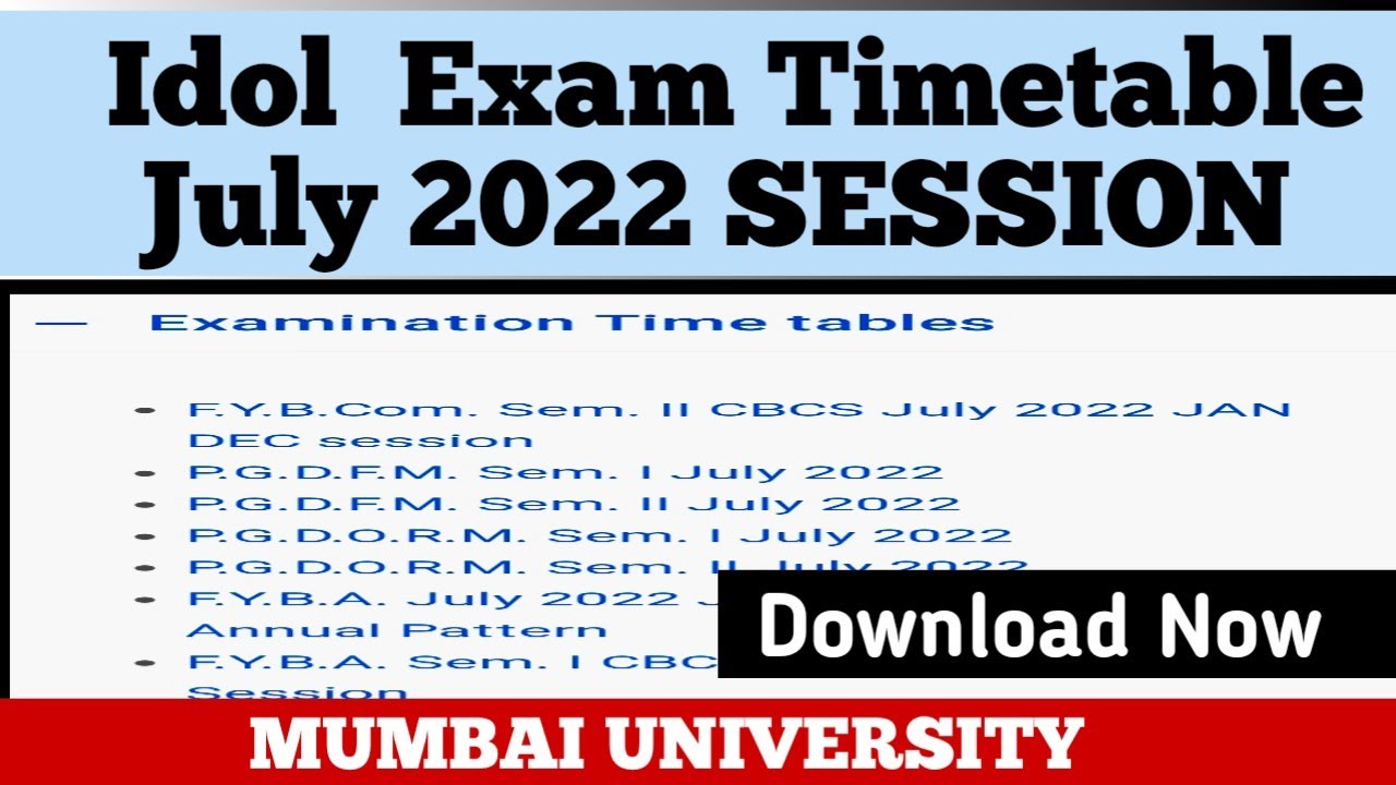 IDOL Timetable July Examination All Courses| How to Download Idol Examination timetable|