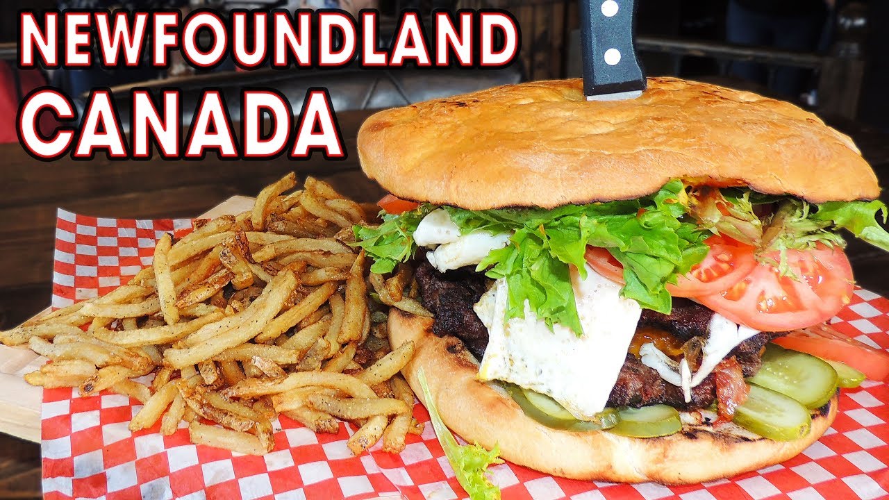 Bernard Stanley's Canadian Bacon Double Cheeseburger Challenge in Newfoundland!!