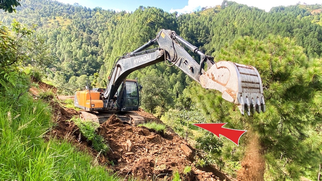 Dangerous Heavy Machinery Operation: Mountain Road Cutting | Excavator Planet
