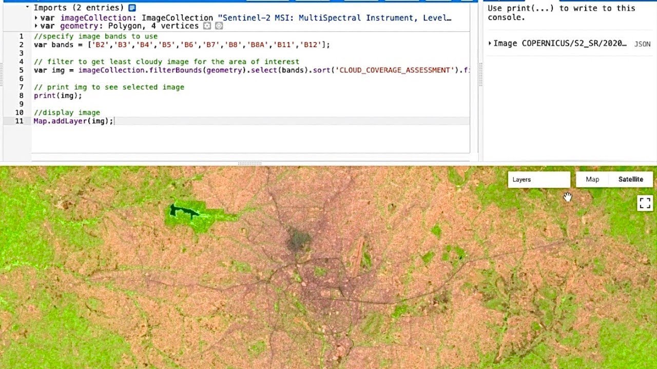 9th batch: Filtering and Displaying Satellite Images: Landsat, Sentinel imagery using GEE