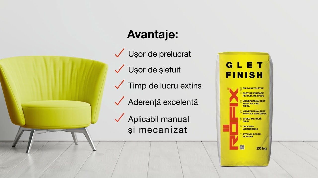 RÖFIX Glet FINISH - Glet de finisare pe bază de ipsos