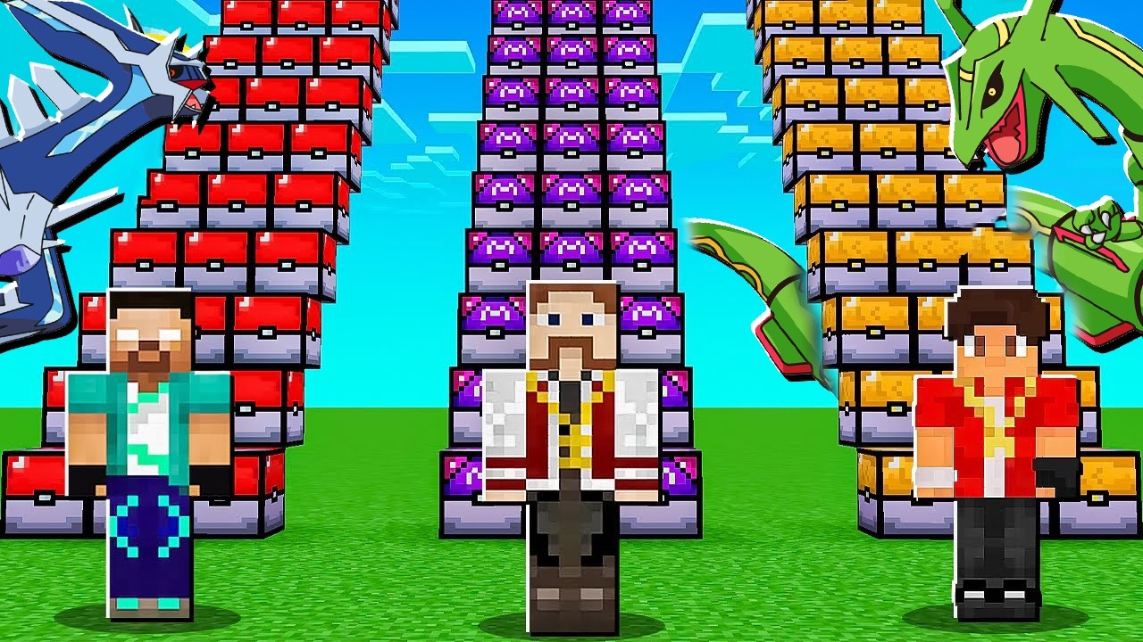 ESCADONA de LUCKY BLOCK de PIXELMON com AMIGOS no MINECRAFT