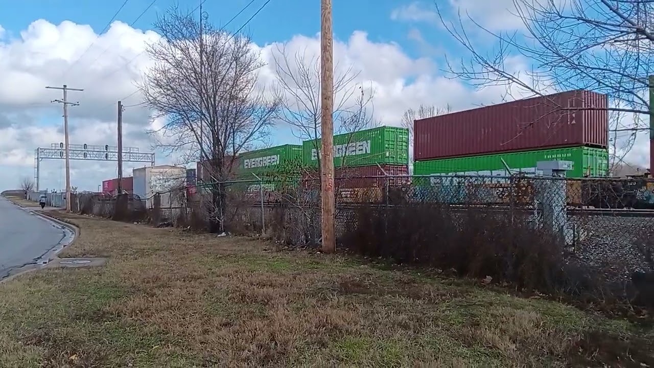 Union Pacific gevo 7588 leading double Stack over million dollar Bridge on independence ave kc  mo