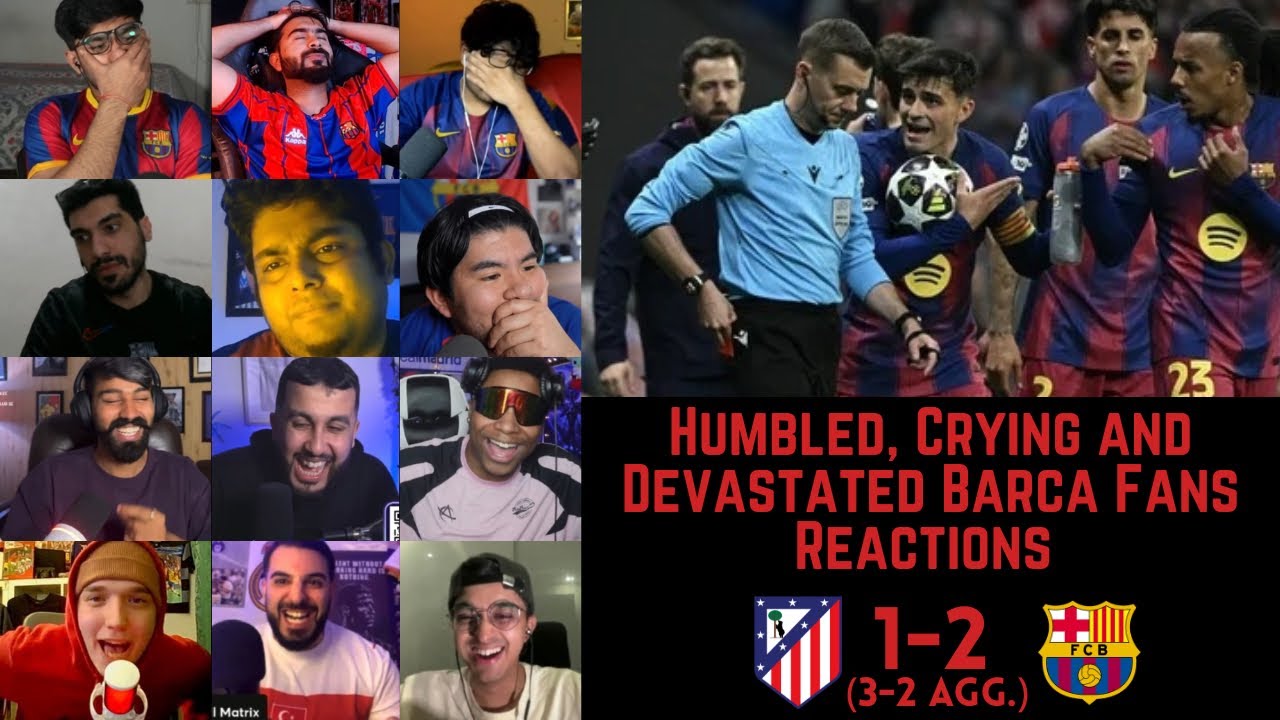 Humbled Barca Fans and Wild Madrid Fans Reactions to ATLETICO 1-2 (3-2) Agg. BARCELONA | UCL QF 