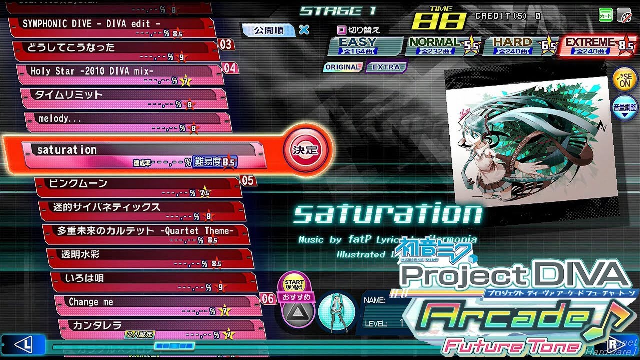 [PDAFT] saturation EXTREME Playthrough(Hatsune Miku Project DIVA Arcade Future Tone)