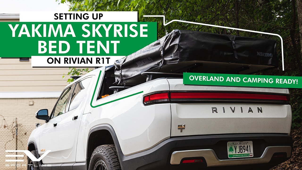 ⛺️ Setting Up Yakima's SkyRise Tent on Rivian R1T Truck Bed - Overland and Camping Ready!