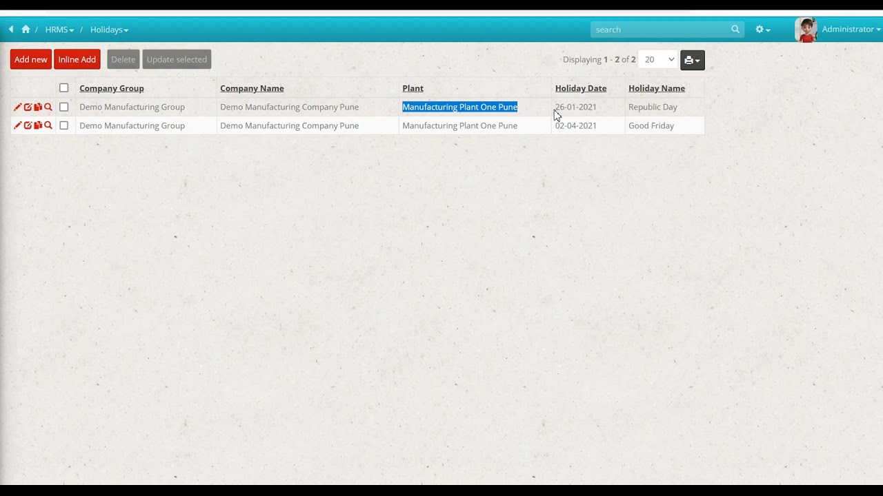 How to create Holiday List for every financial year seperately in HRMS and Payroll.
