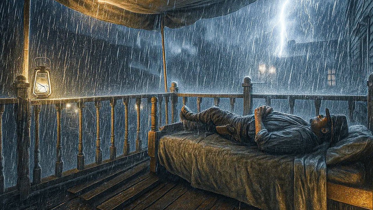 Most Peaceful Sleep on a Balcony Bed During Night Time Thunderstorm | RDR2 ASMR