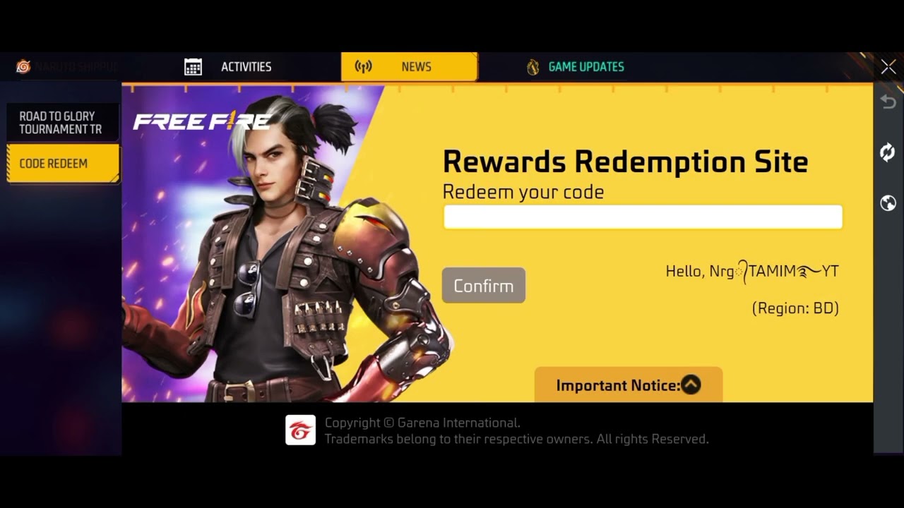 Road To Glory free📱 fire tournament 3 number redeem code 💎😱