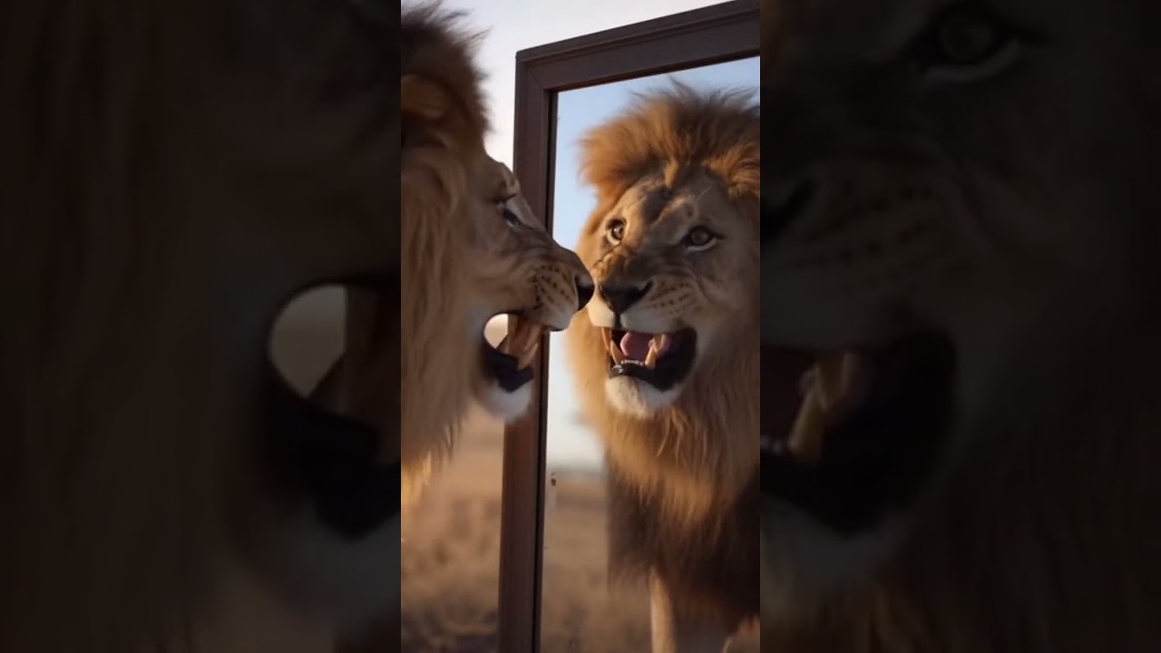 Lion Sees Itself in Mirror for the First Time 😂🦁