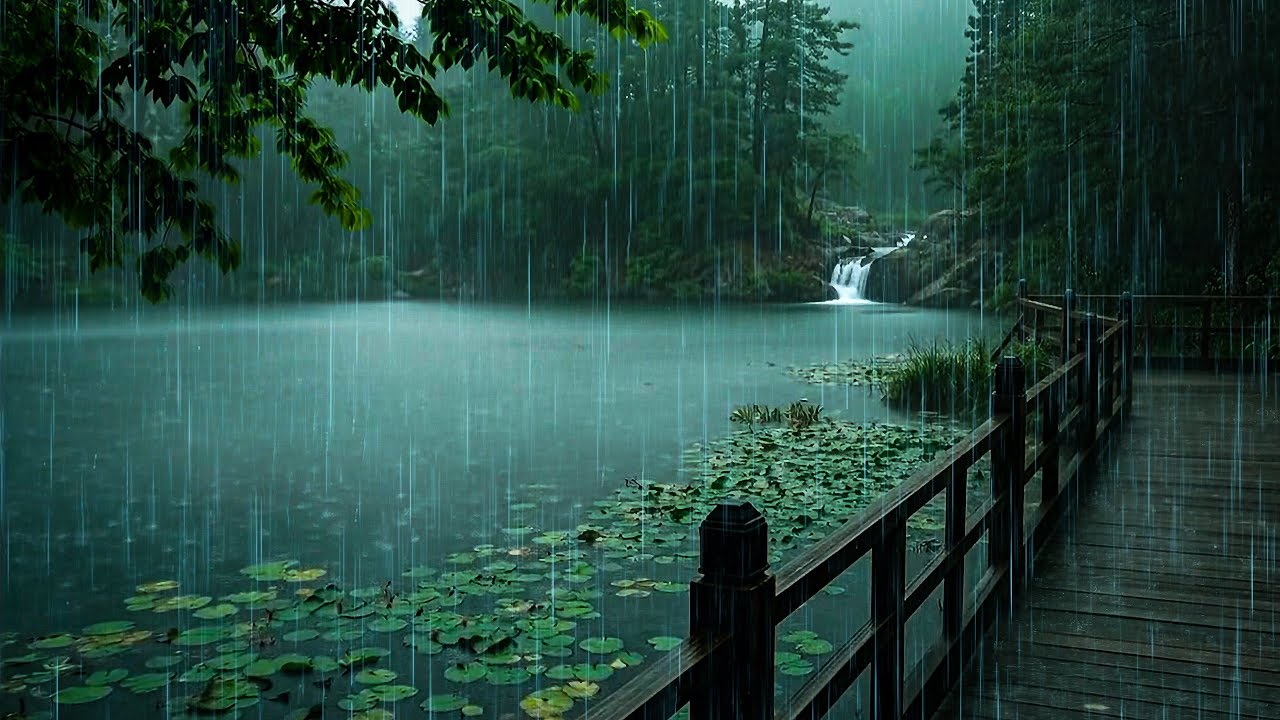 Gentle Rain on Calm Lake in Forest | ASMR Forest Rain to Sleep & Reduce Insomnia