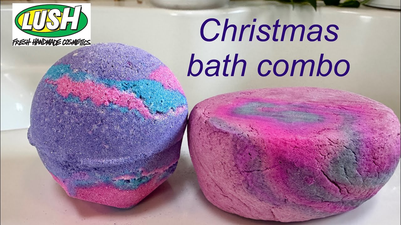 Lush Sugar Plum Fairy bomb & Sugar Plum Sparkle bubble bar bath ‘cocktail’ Demo - No Talking