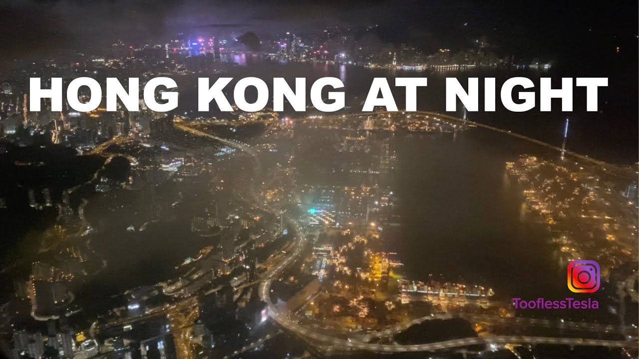 Fantastic Hong Kong from the Air Landing at Night | Hong Kong China Landmarks 香港中國地標