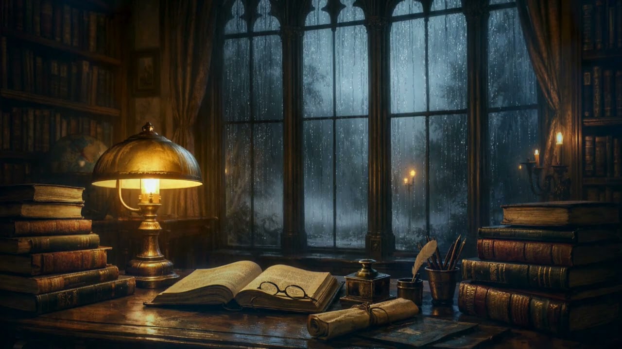 Rainy Library Study Session | Lofi / Focus MusicUntitled design 2