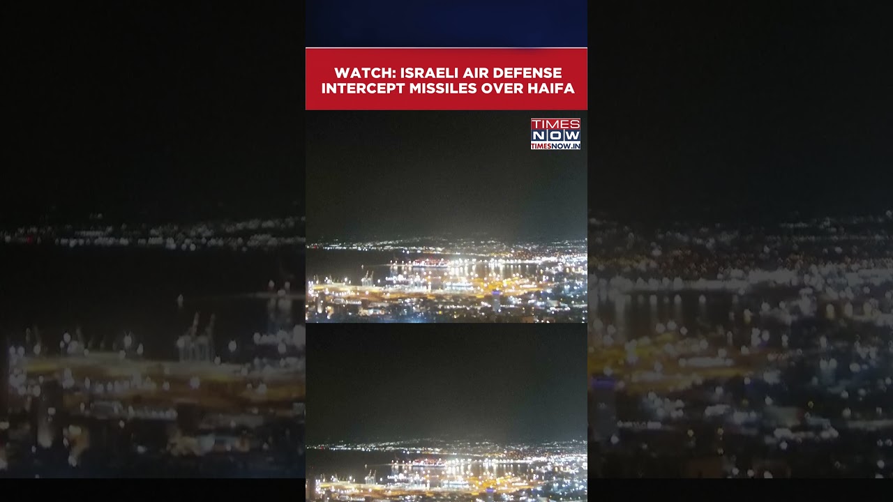 Watch: Israeli Air Defense Intercept Missiles Over Haifa | Israel-Iran-US War #shorts