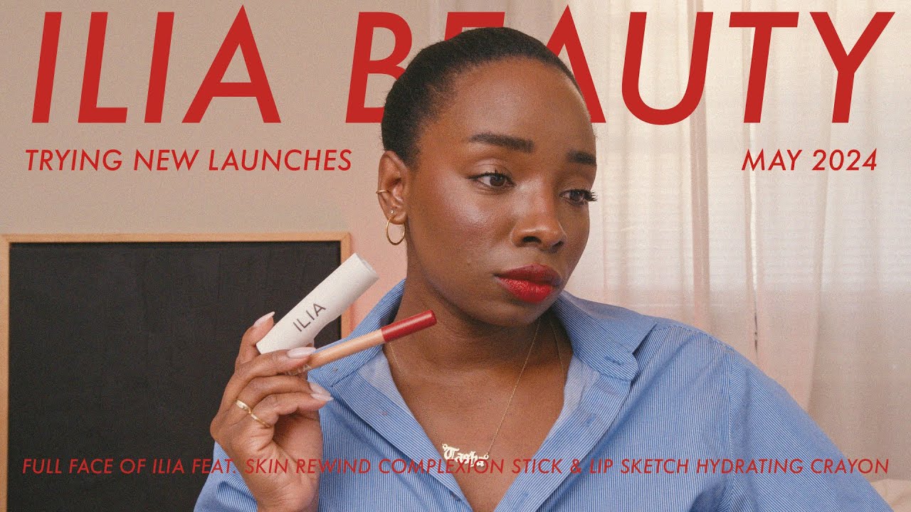Trying Ilia Beauty Launches: Skin Rewind Complexion Stick & Lip Sketch Hydrating Crayon on Dark Skin