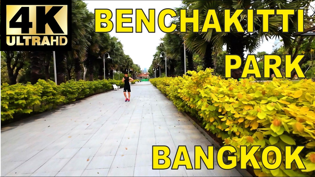 Benchakitti Park Walk - BEST Bangkok's Park 4K - Nature Sounds 60 FPS HDR UHD - VIRTUAL WALK TOUR