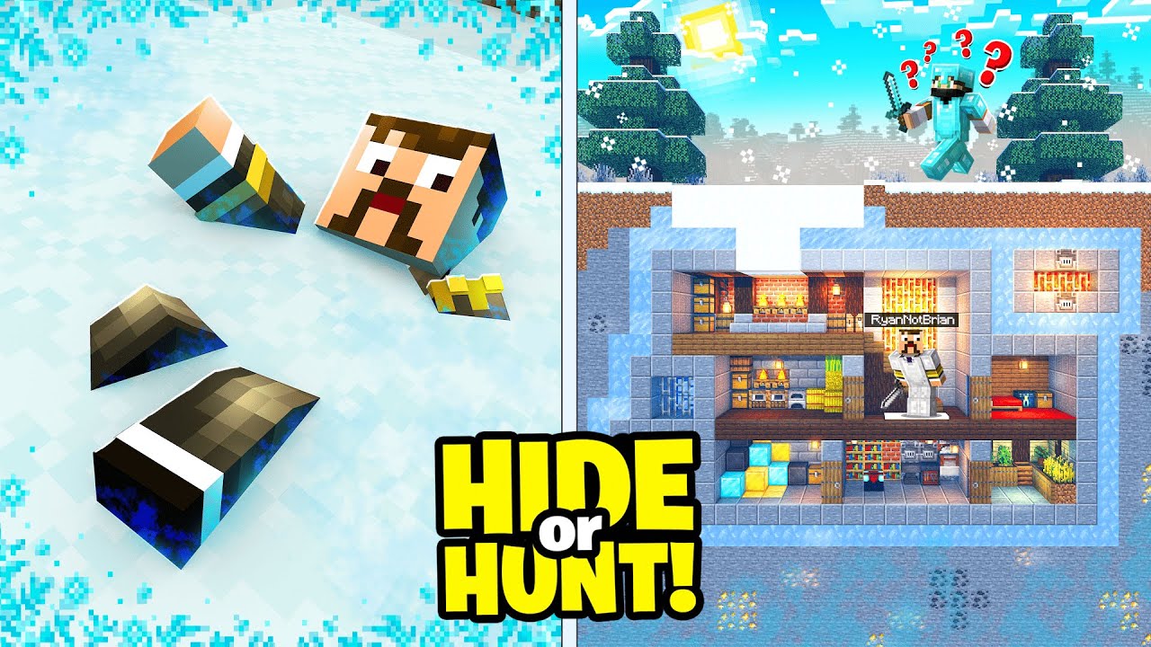 Я создал секретную снежную базу в Minecraft Hide or Hunt!
