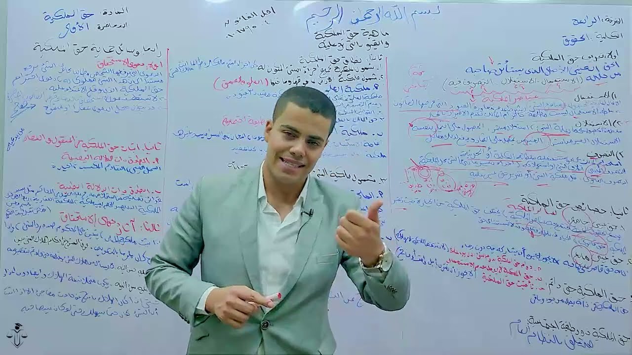 المحاضرة الأولى حقوق ملكية الفرقة الرابعة حوق السادات [د/أدهم غانم | أهل القانون ]❤⚖