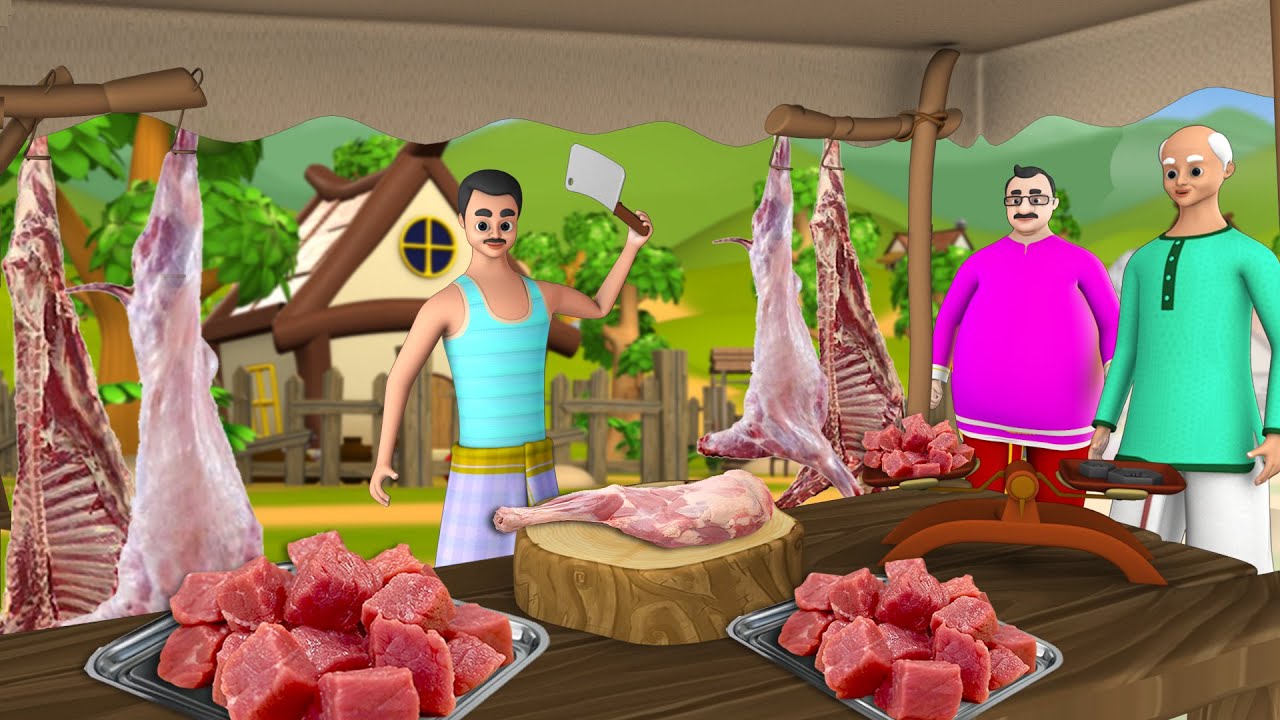 लालची मटन वाला हिन्दी कहानी - Greedy Mutton Seller Hindi Story - 3D Animated Greedy Stories