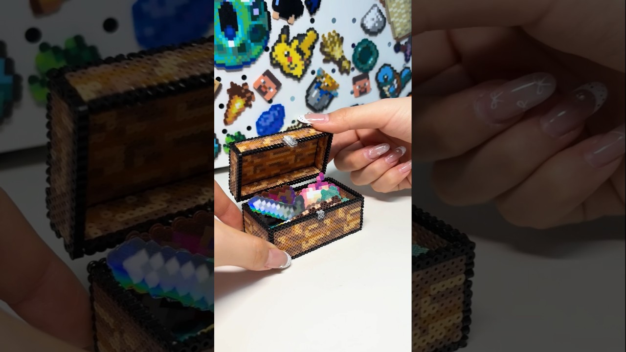 I made a minecraft box with perlerbeads.#diy #perlerbeads #minecraft #box